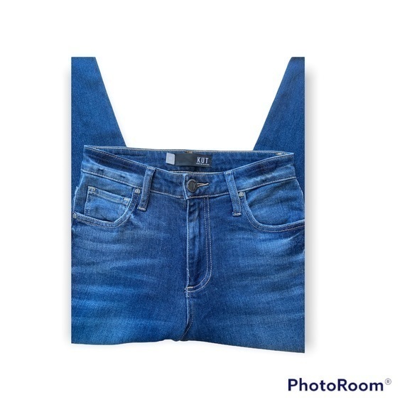 KUT From The Kloth Greta High Rise Crop Culotte frayed hem jeans - Picture 6 of 9